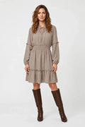 Air Flow Balloon Sleeve Tie Front Dress