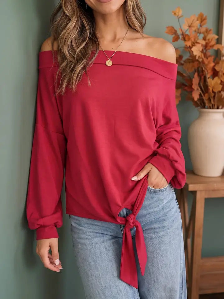 Burgundy Off Shoulder Top