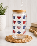 Hearts + Stripes Glass Cup