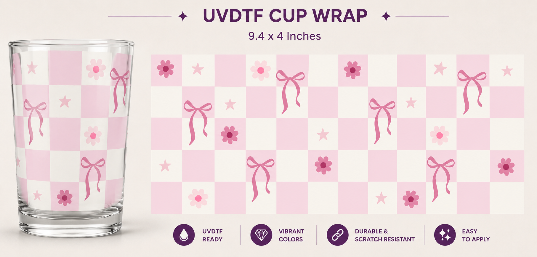 Blush Bows UVDTF Cup Wrap