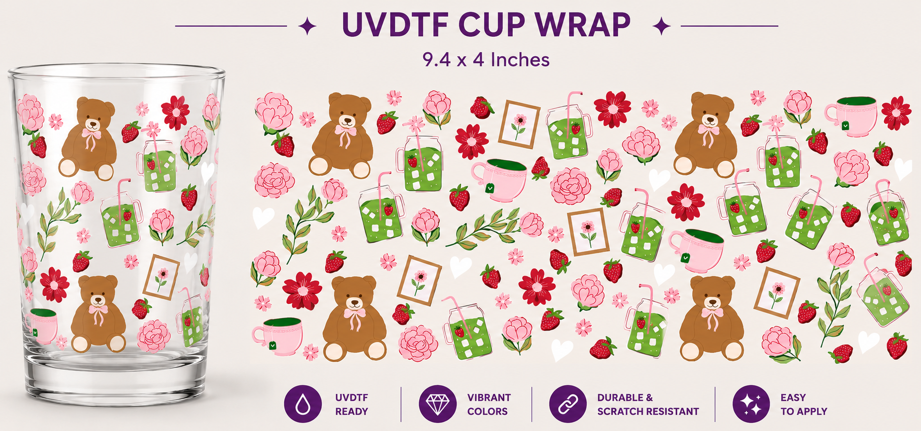 Teddy Bears UVDTF Cup Wrap