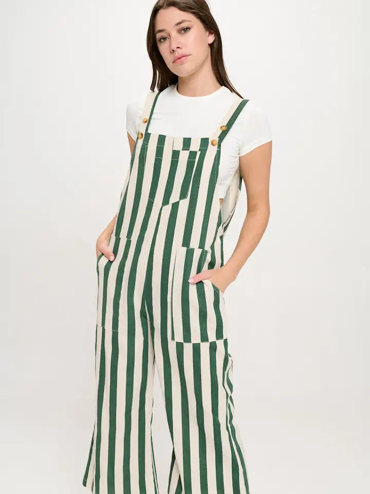 Classic Stripes Print Overalls