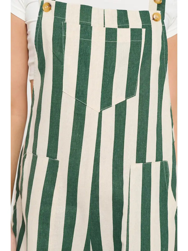 Classic Stripes Print Overalls