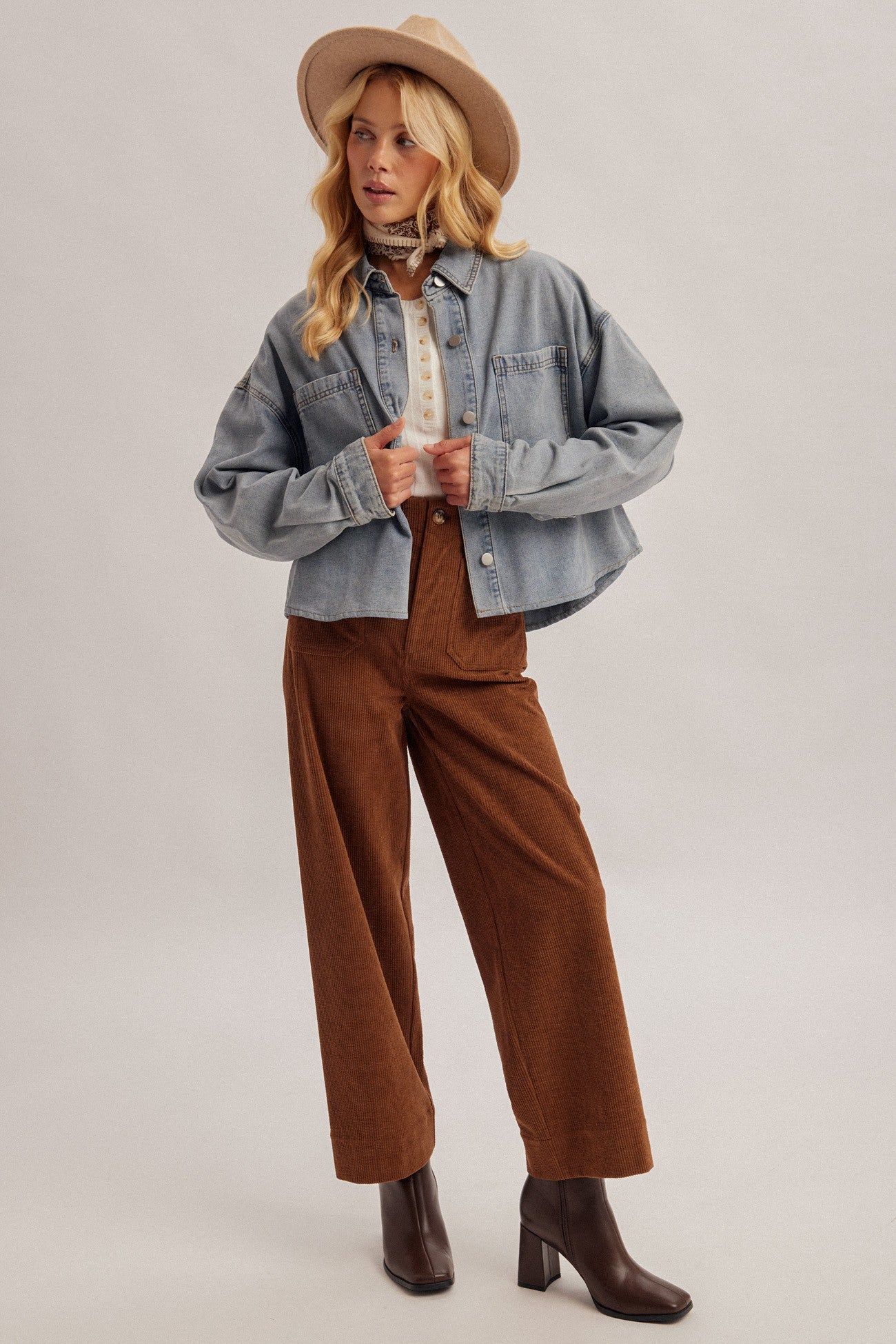 Denim Crop Oversized Shacket (Preorder 09/01/26)