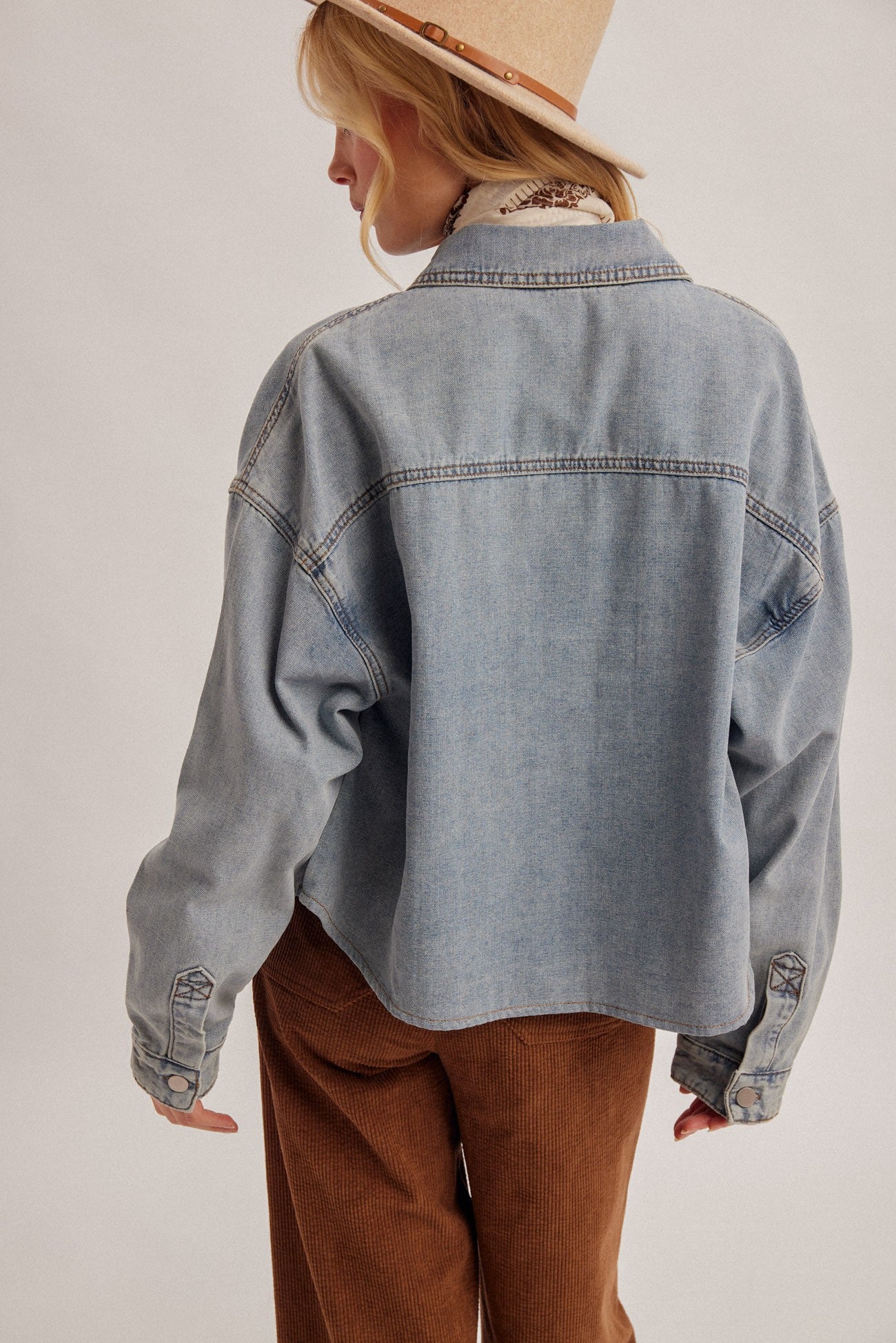 Denim Crop Oversized Shacket (Preorder 09/01/26)