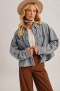 Denim Crop Oversized Shacket (Preorder 09/01/26)