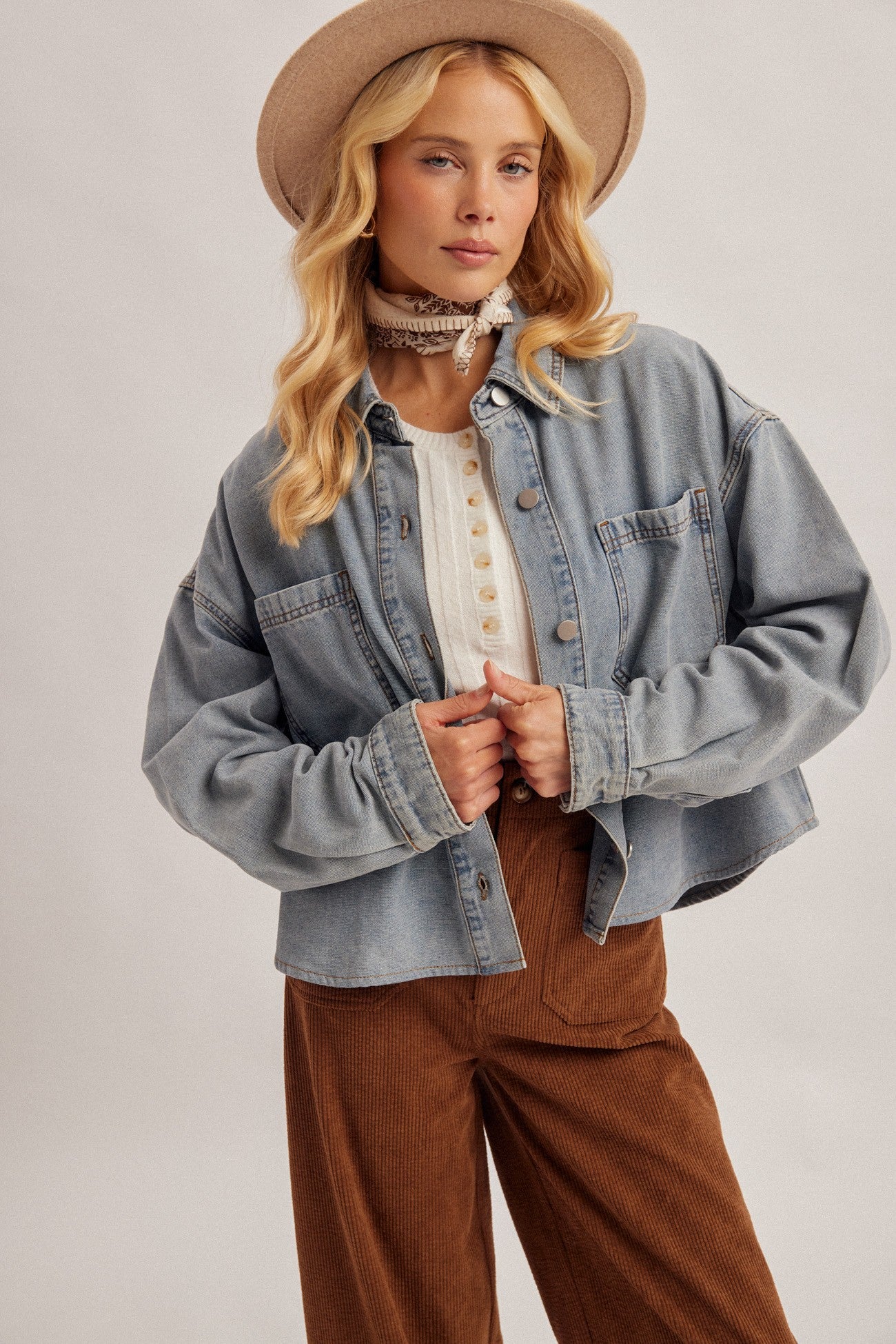 Denim Crop Oversized Shacket (Preorder 09/01/26)