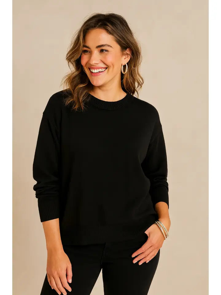 Drop Shoulder Crew Neck Sweater