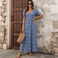 Floral Dress Boho Square Neck Puff Sleeve