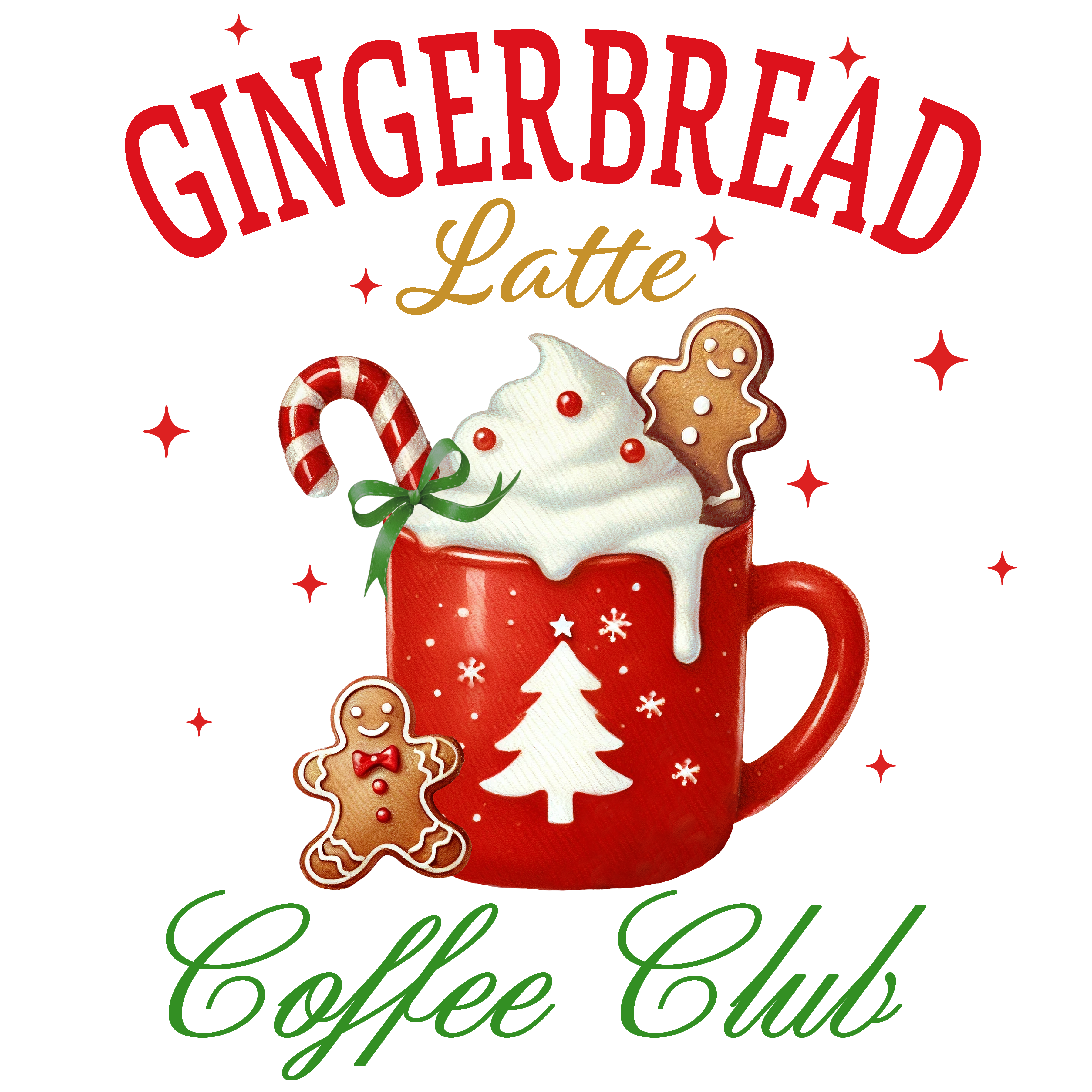 Gingerbread Latte Coffee Club DTF Transfer