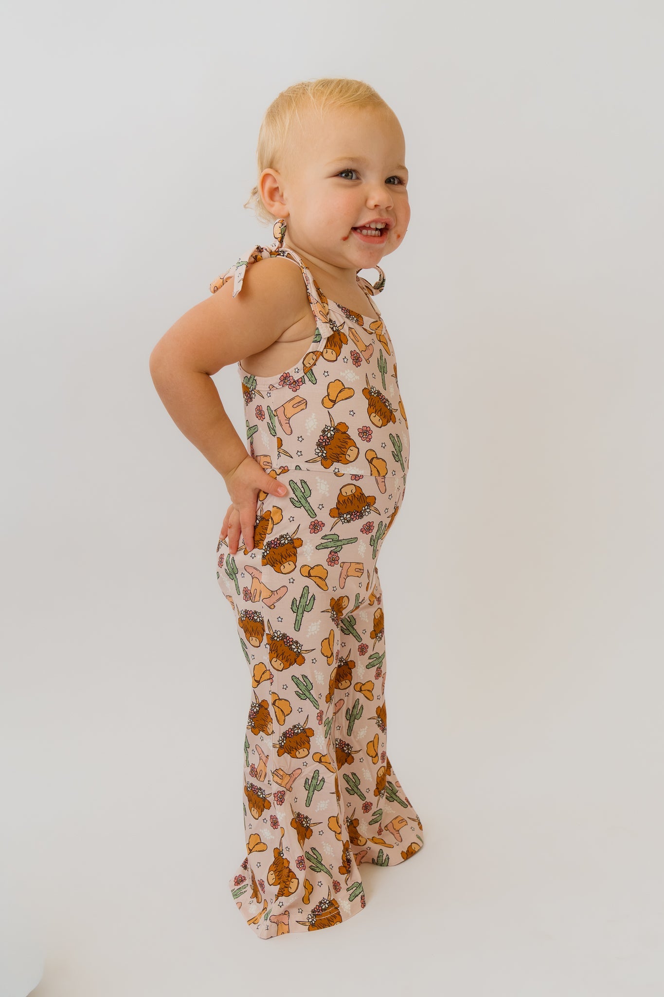 Pink Highland Cow Bell Romper