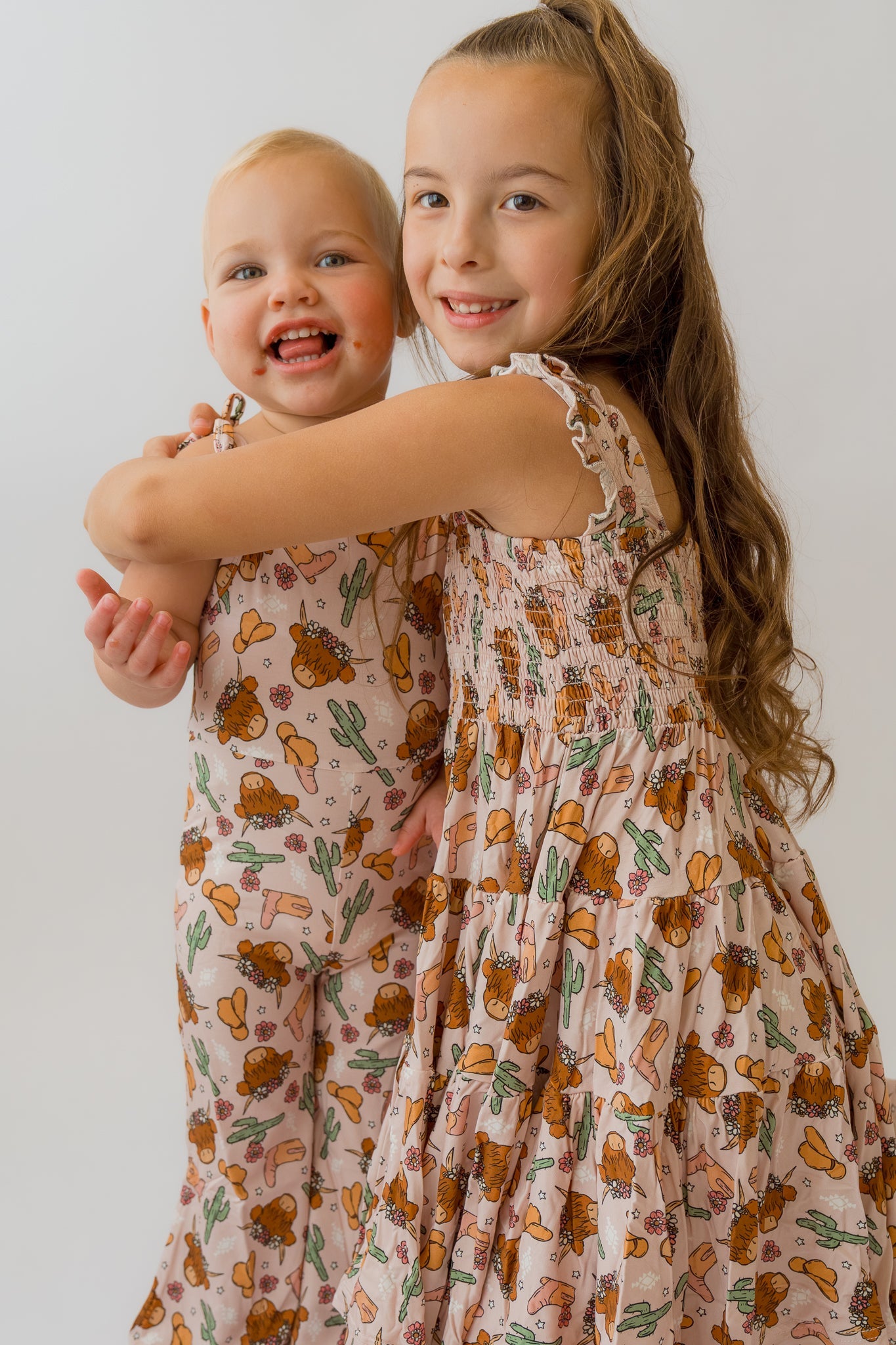 Pink Highland Cow Bell Romper