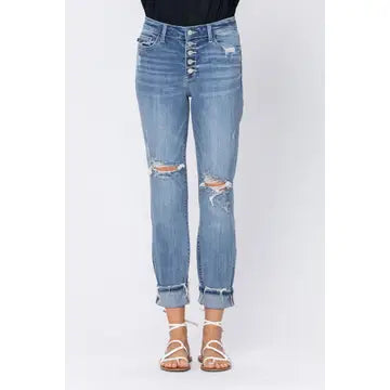 Judy Blue High Waist Boyfriend Buttonfly Plus