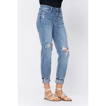 Judy Blue High Waist Boyfriend Buttonfly Plus