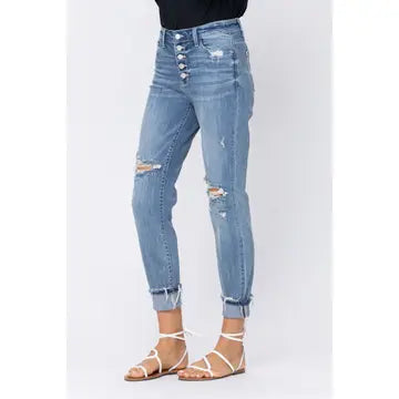 Judy Blue High Waist Boyfriend Buttonfly Plus