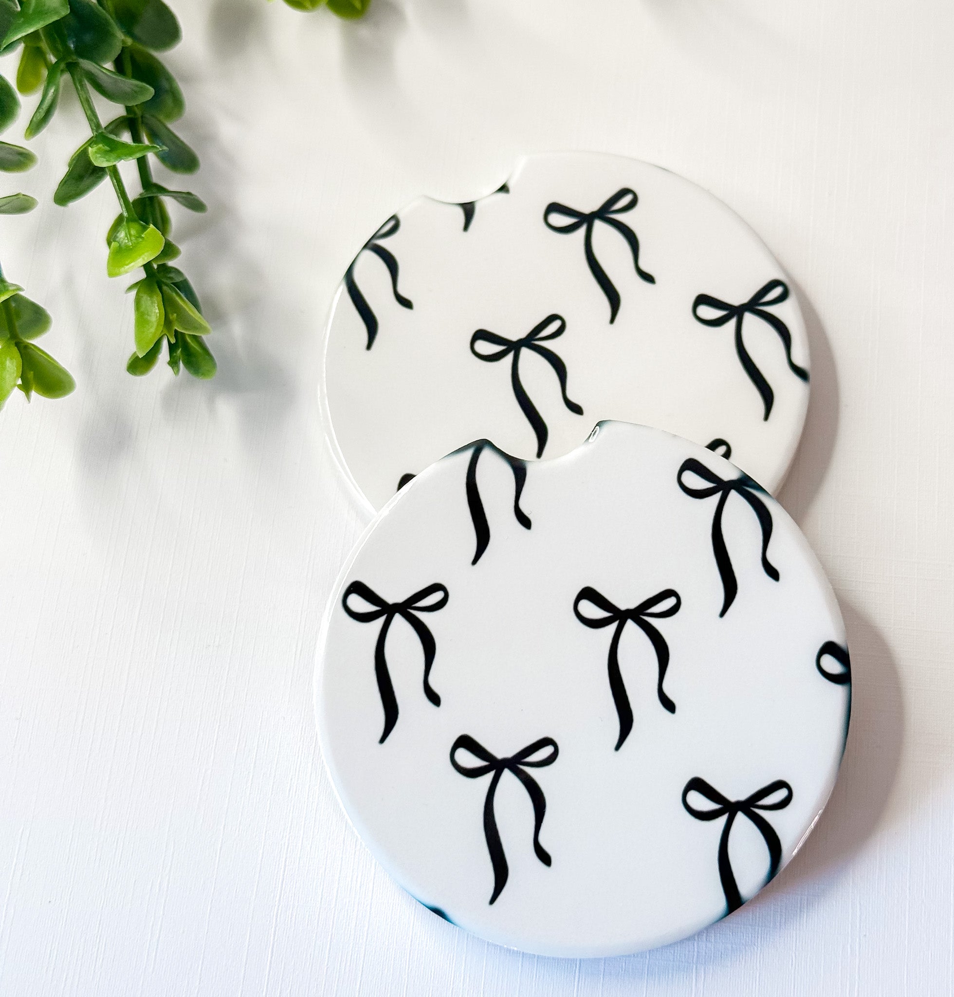 Black Coquette Car Coaster