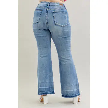 Judy Blue High Waist Tummy Control with Release Hem Flare Plus