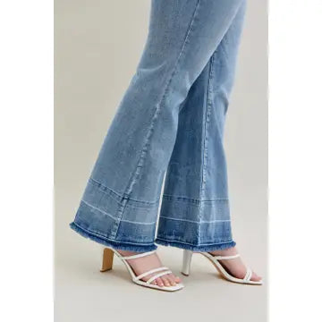 Judy Blue High Waist Tummy Control with Release Hem Flare Plus