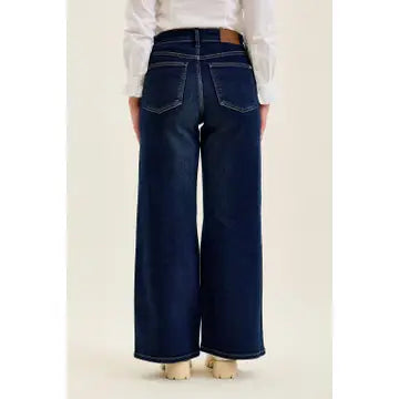 Judy Blue High Waisted Petite "Lux" Retro Wide Dk Twilight Blue