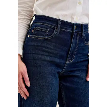 Judy Blue High Waisted Petite "Lux" Retro Wide Dk Twilight Blue