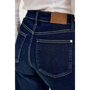 Judy Blue High Waisted Petite "Lux" Retro Wide Dk Twilight Blue