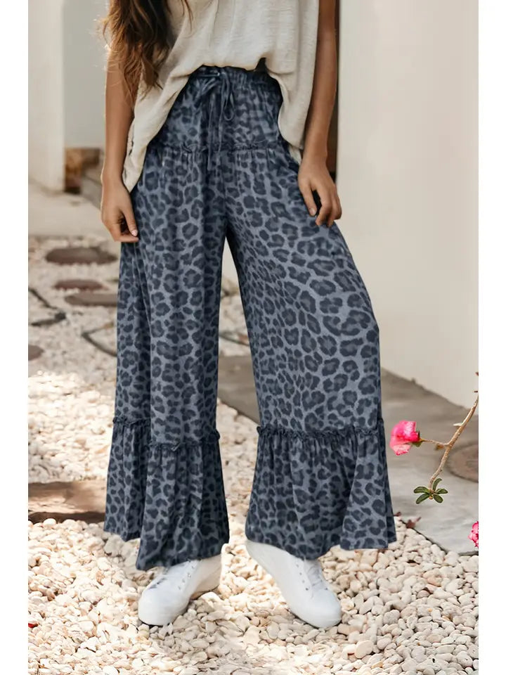Ldc Leopard Patchwork Wide Leg High Waist Shift Pants
