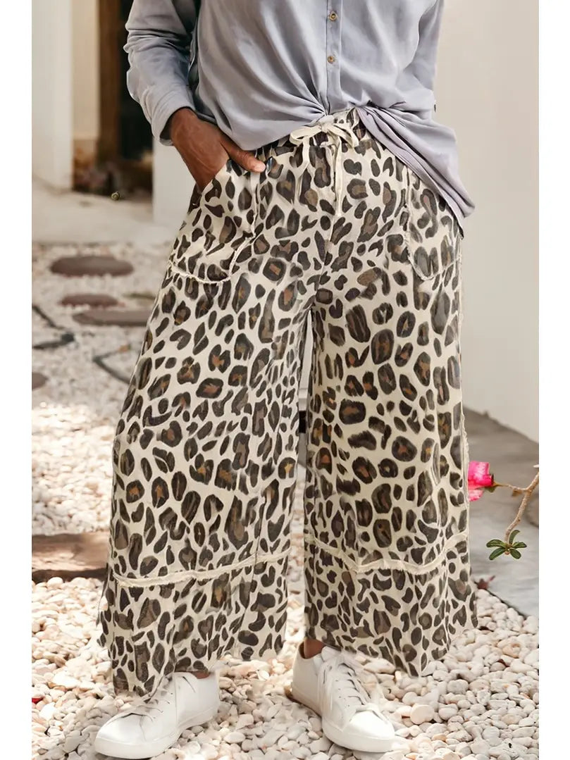 Ldc Leopard Wide Leg Cropped Pants