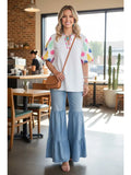 Luxury Floral Embroidery Women's Boutique Top