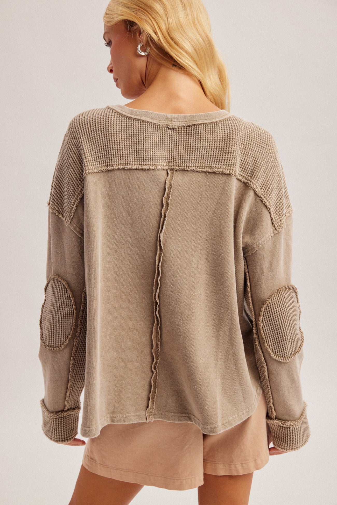 Mineral Washed Waffle Fabric Mixed Terry Top (Preorder 9/1/26)