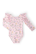 Pastel Petals L/S Flutter Sleeve Leotard