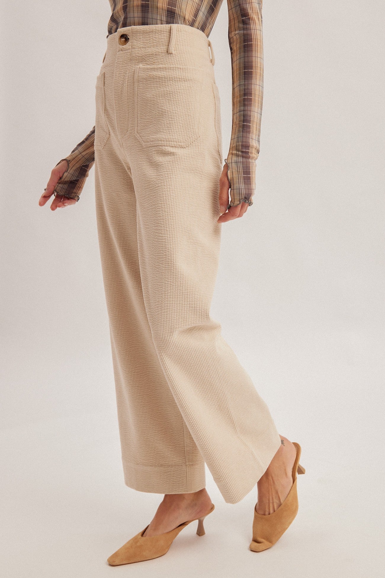 Stretch Corduroy Wide Leg Crop Pants (Preorder 08/03/26)