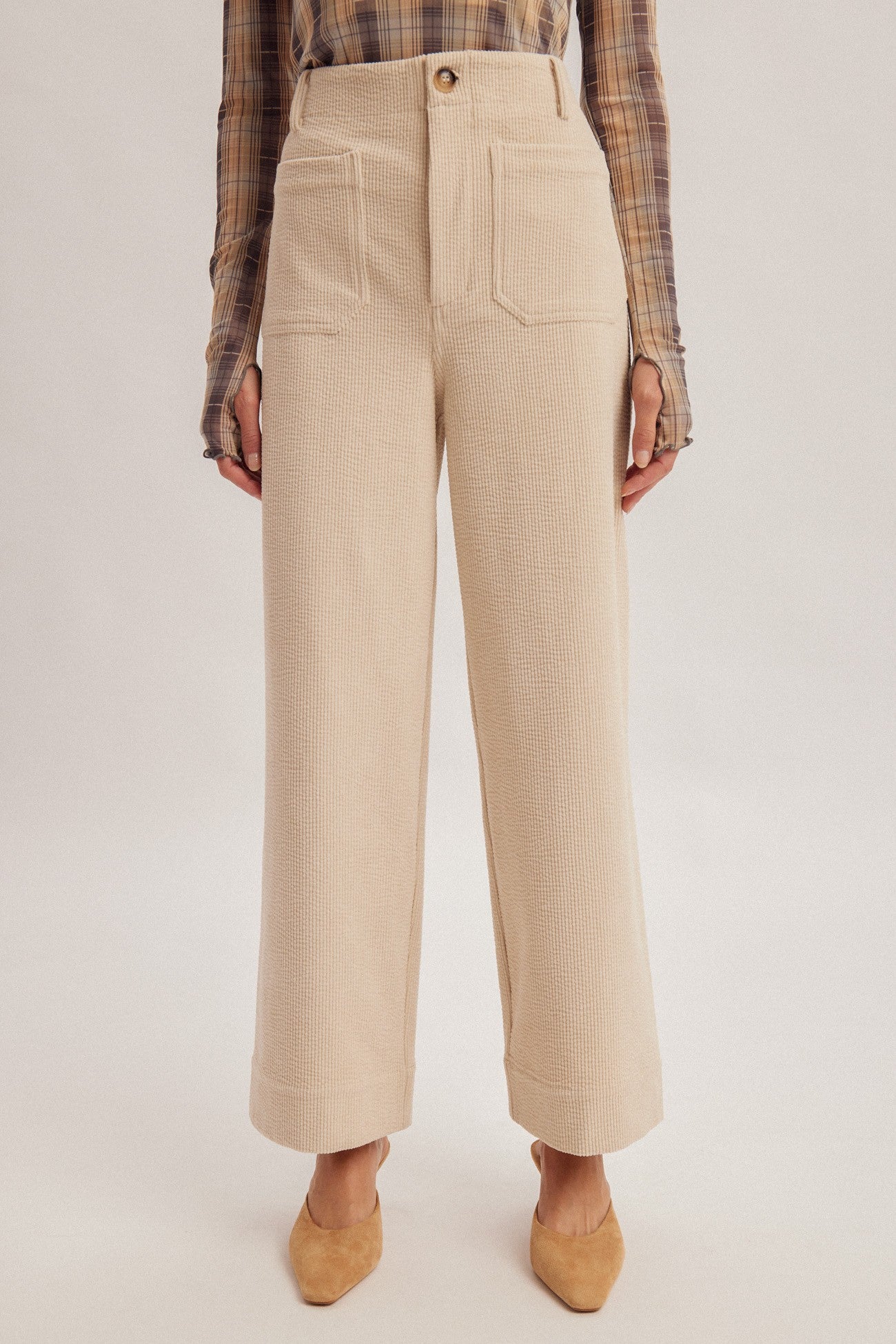 Stretch Corduroy Wide Leg Crop Pants (Preorder 08/03/26)