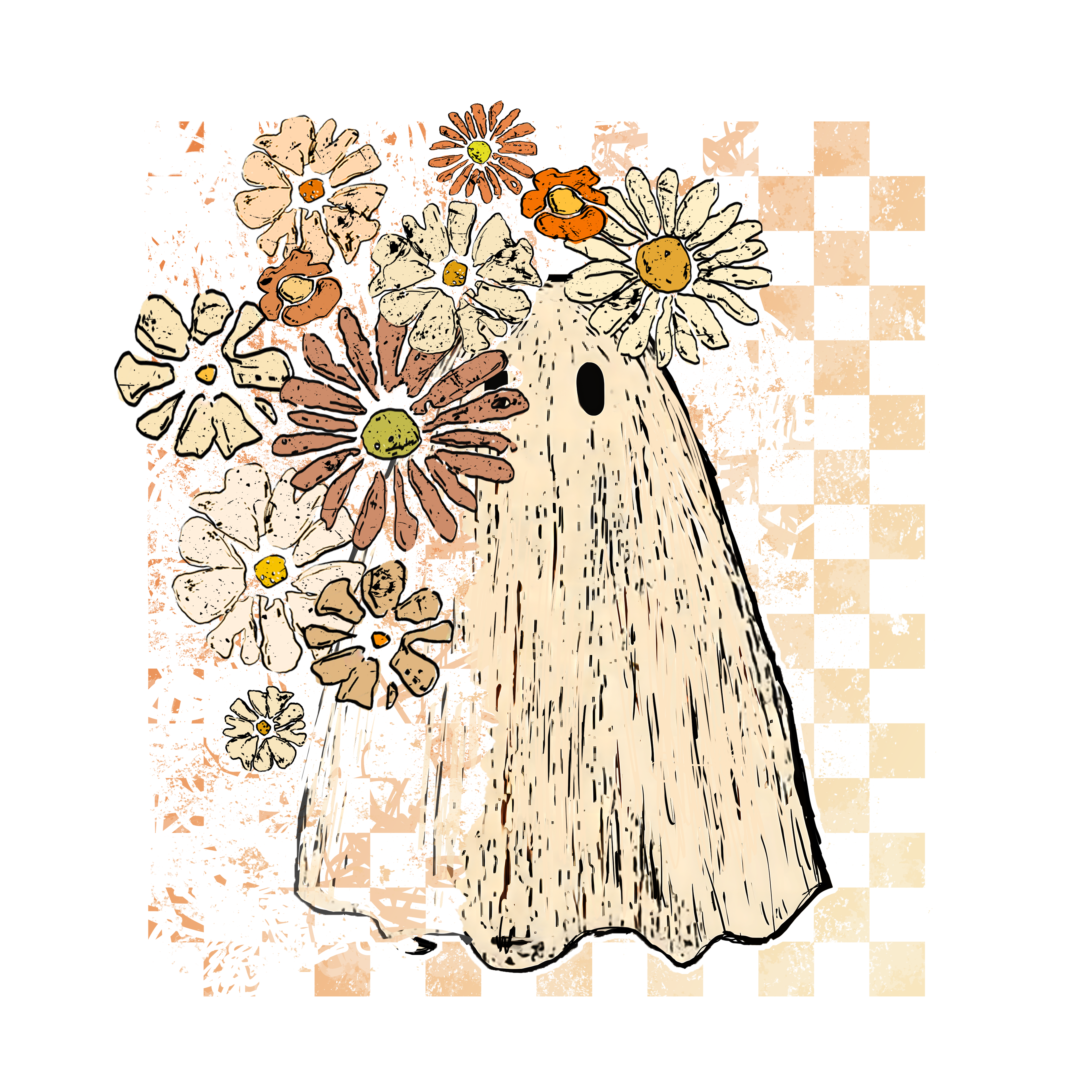 Distressed Floral Ghost DTF Transfer