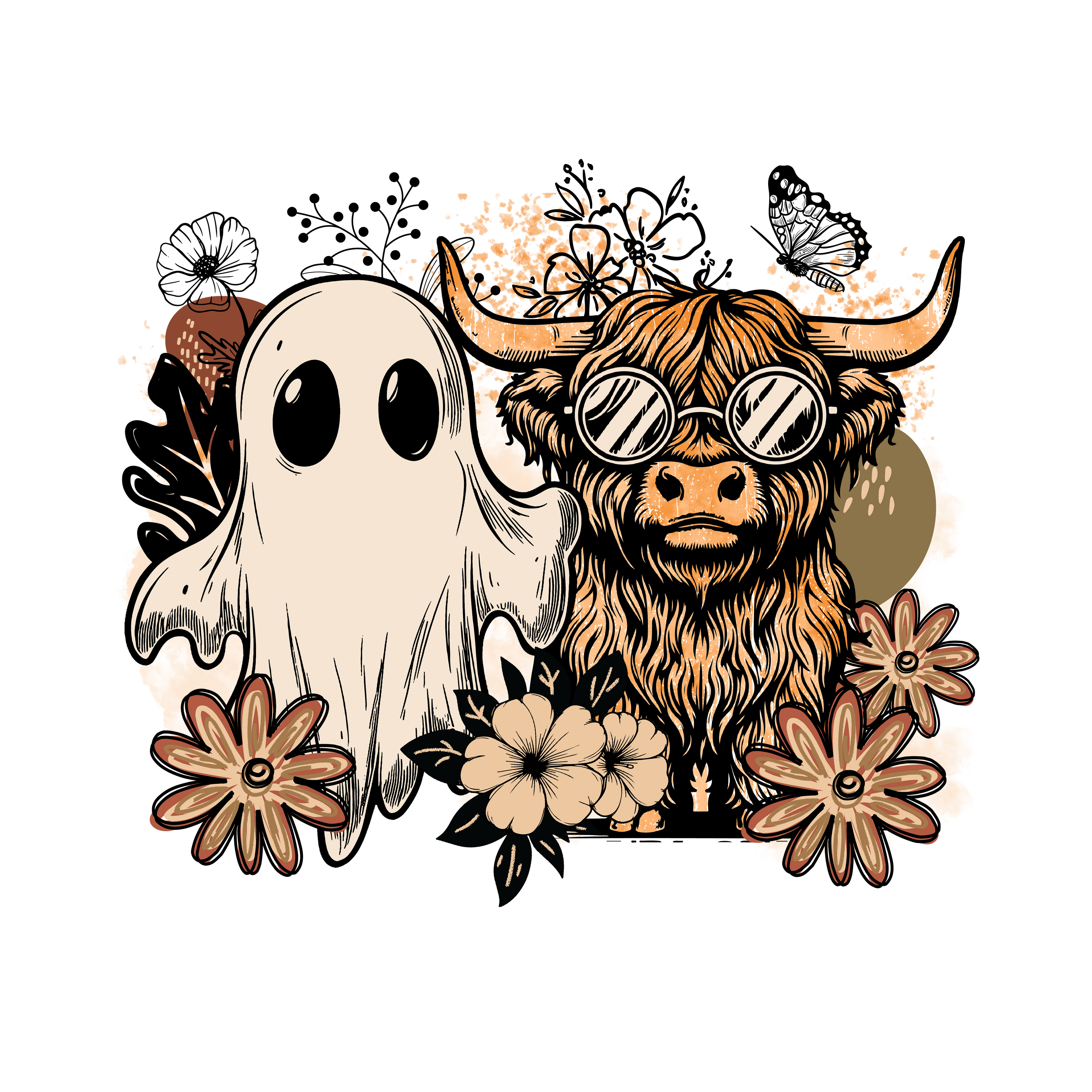 Floral Ghost & Highland DTF Transfer